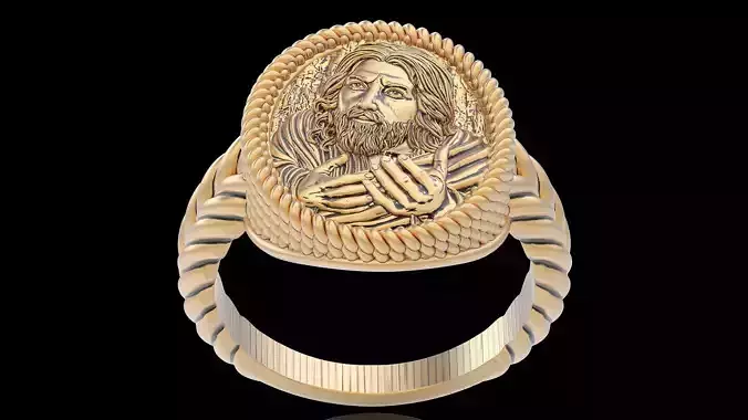 Jesus ring printable jewelry silver gold 3D model