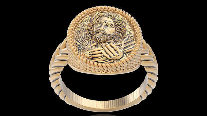 Jesus ring printable jewelry silver gold 3D model 3D print model