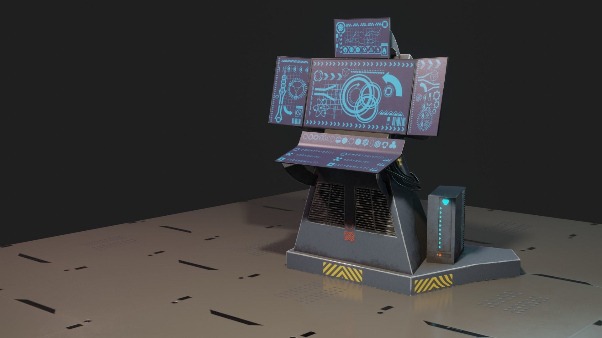 Science Fiction Computer Console Low-poly 3D model_10