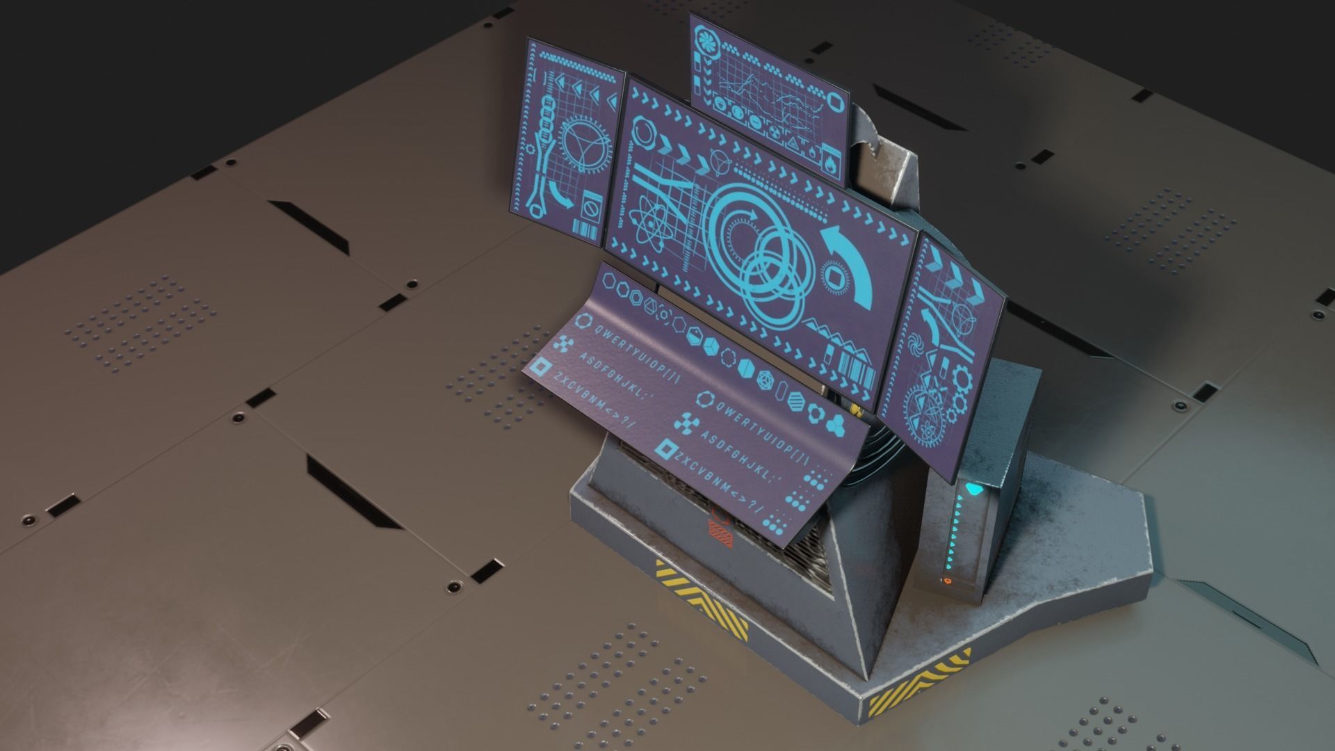 Science Fiction Computer Console Low-poly 3D model_4
