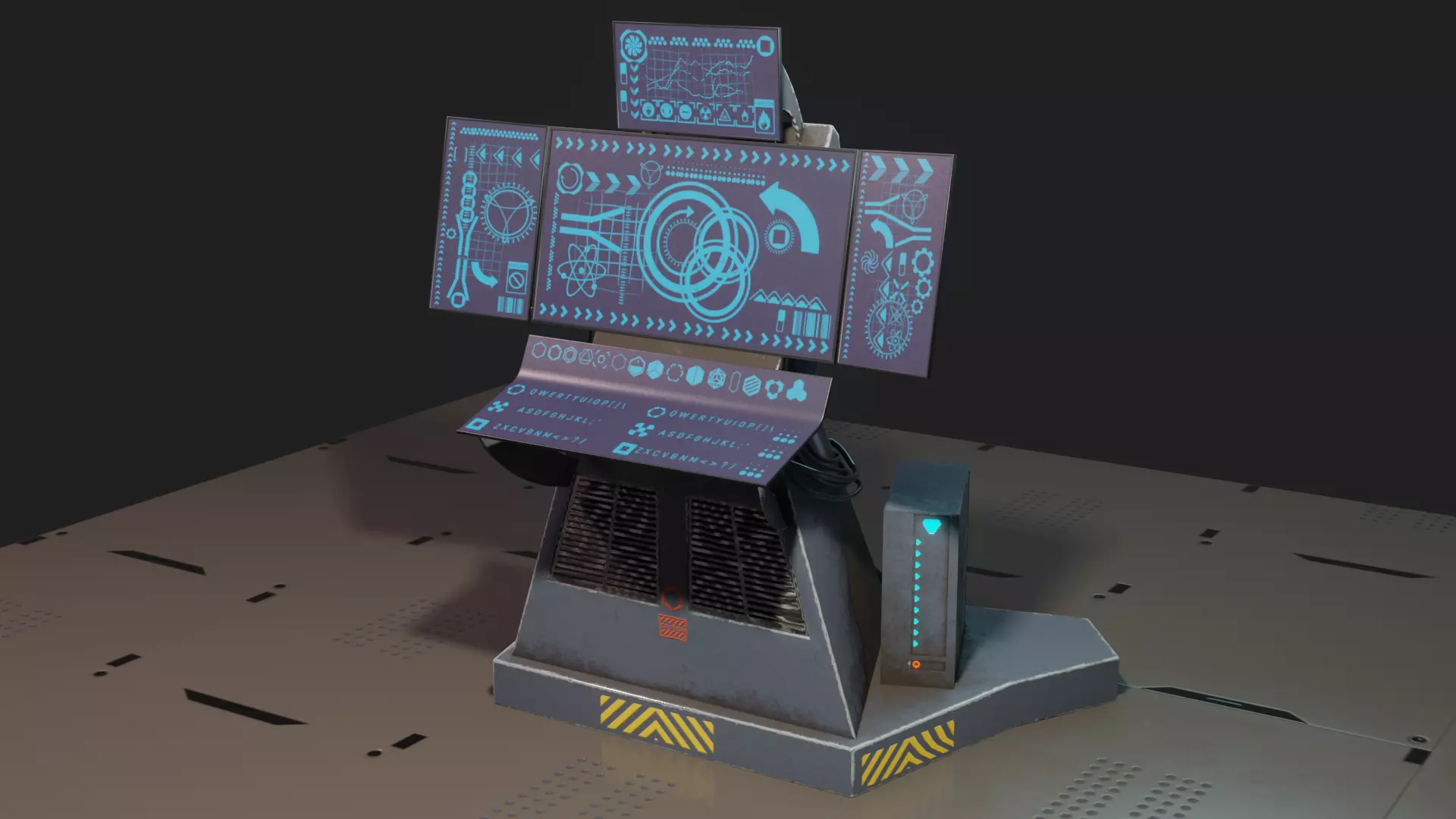 Science Fiction Computer Console Low-poly 3D model_0
