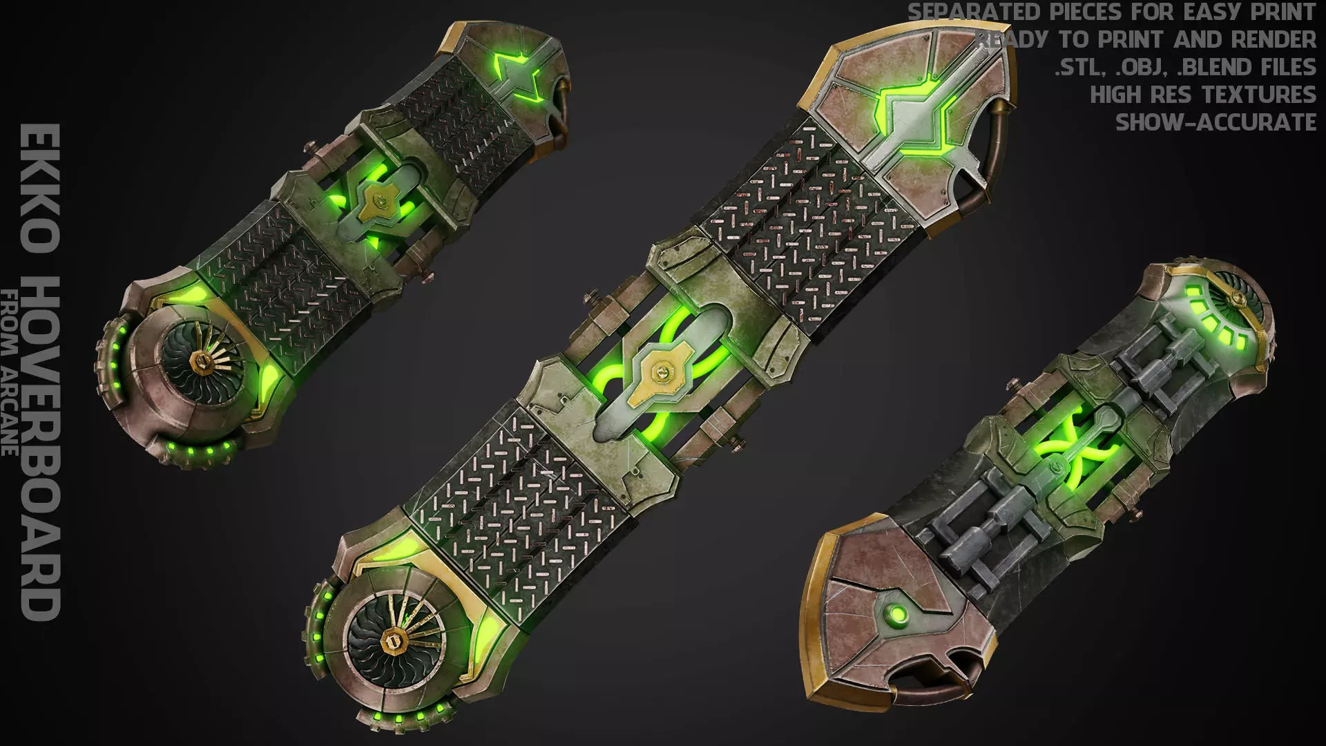 Arcane Ekko Fireflight HoverBoard for Cosplay 3D print model_0