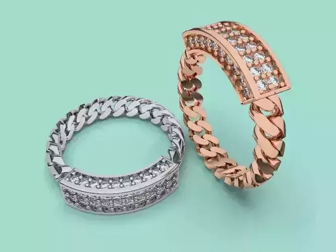 4 MM CUBAN LINK FASHION DIAMOND RING