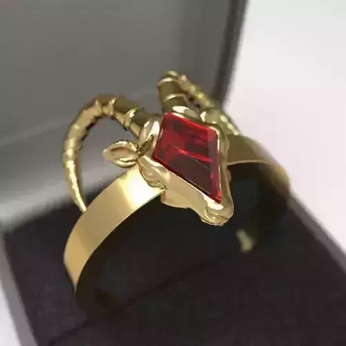 Gazelle gold ring in box with stone 3D print model