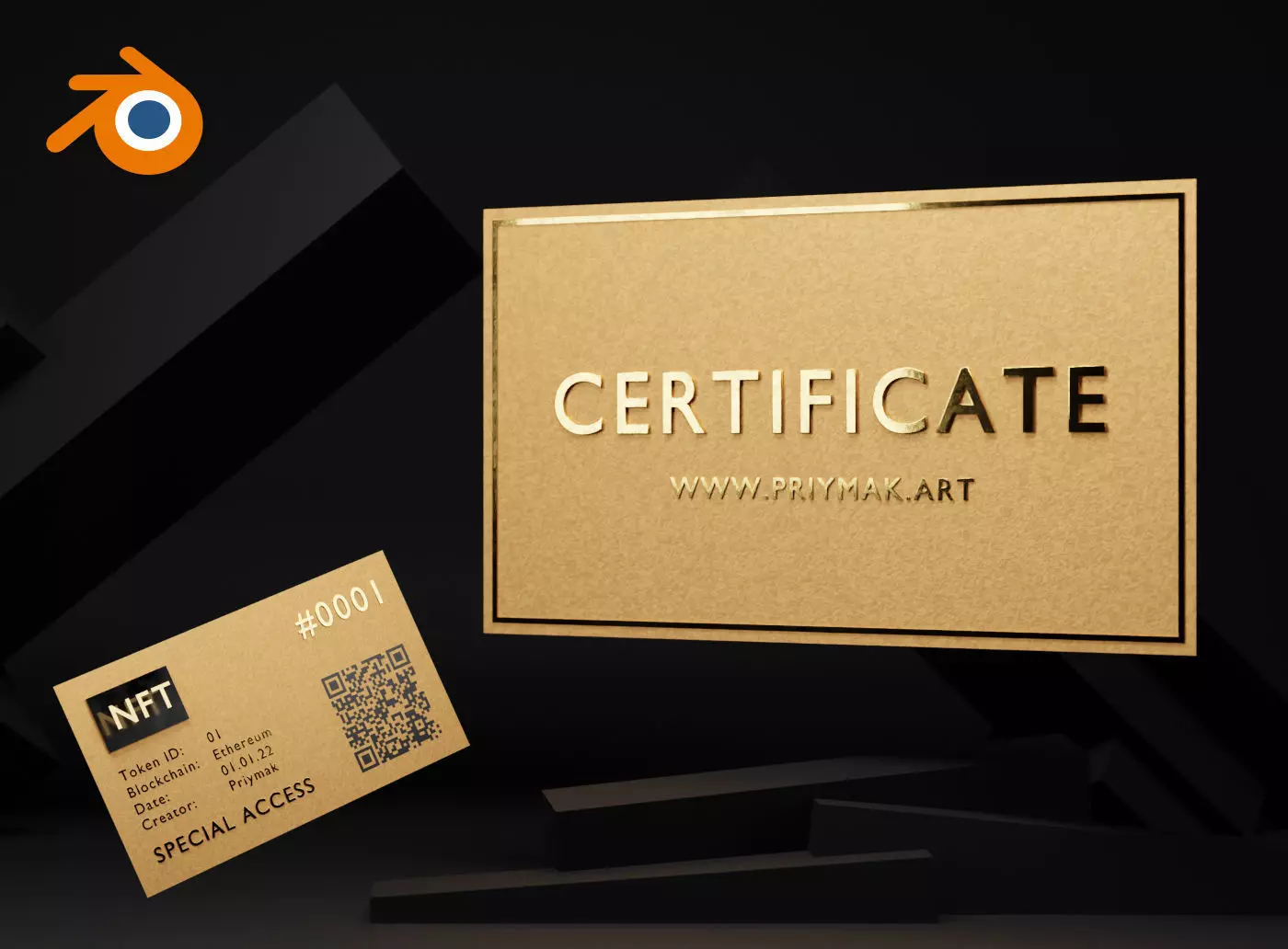 3D NFT Certificate resource for Blender 3D model