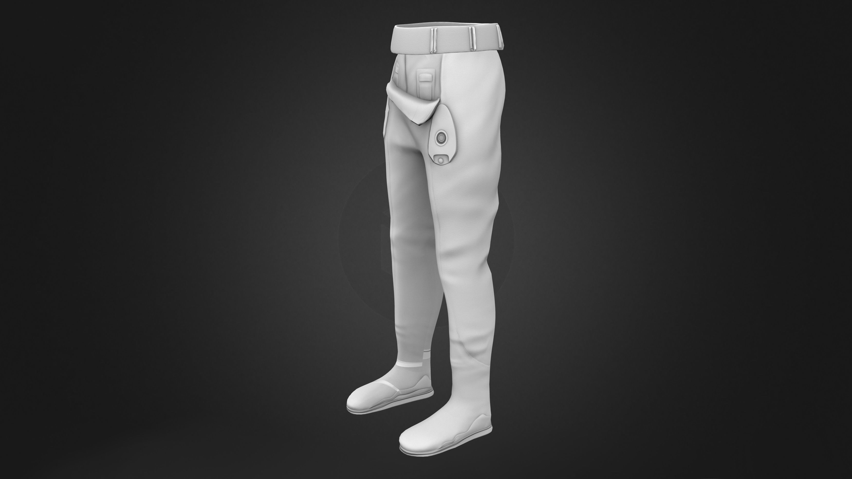 Sci-fi Pants With Shoes Low-poly 3D model_8