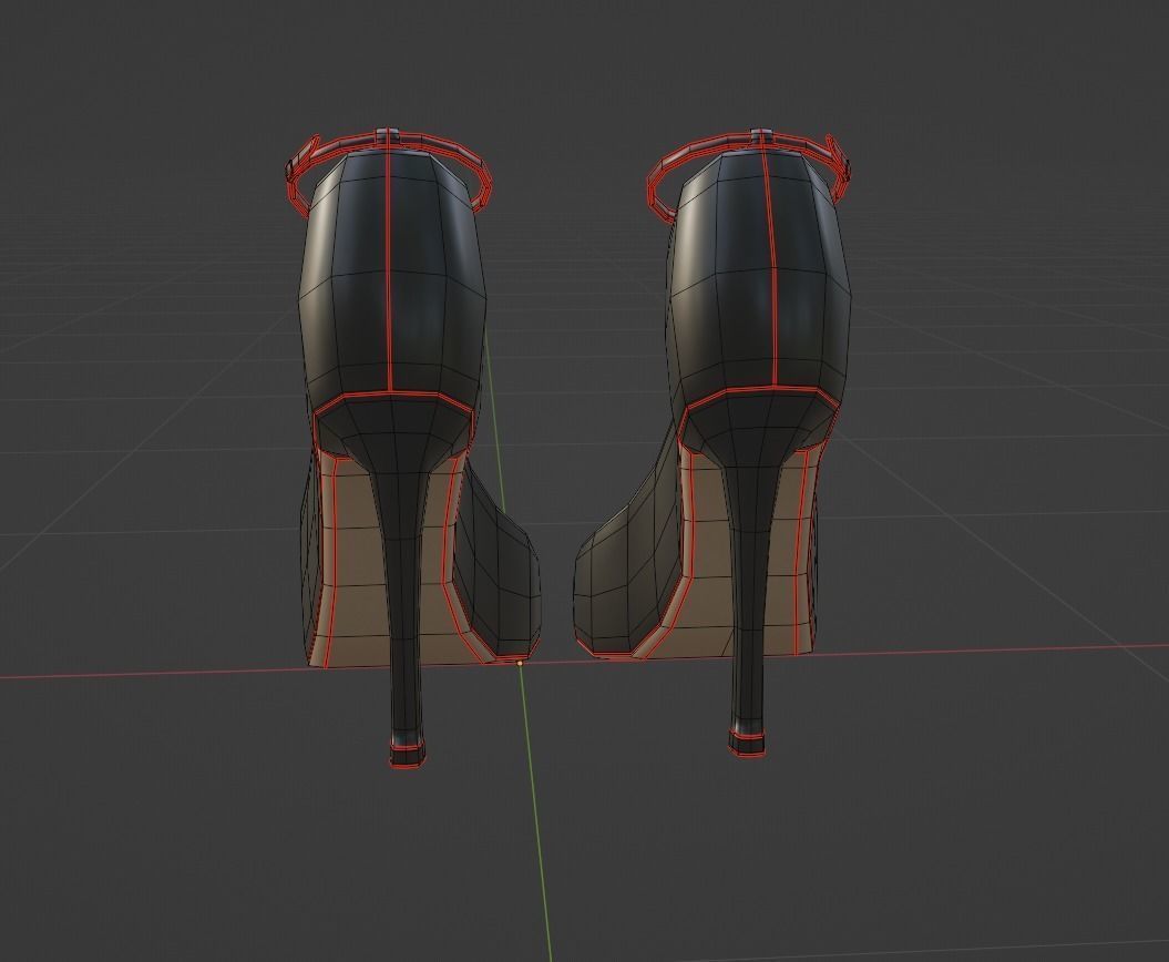 Woman shoes 3D model Low-poly 3D model_2