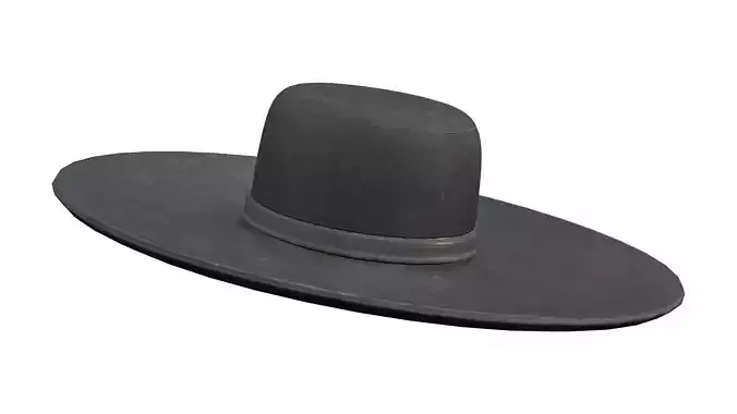 Round Black Hat With Large Rim Low-poly 3D model