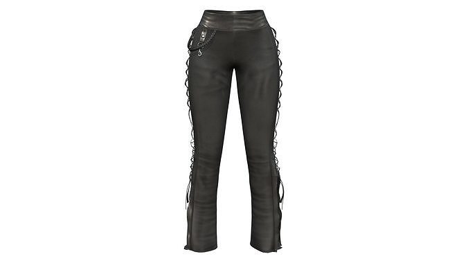 Laces and Chains Decorated Punk Pants Low-poly 3D model