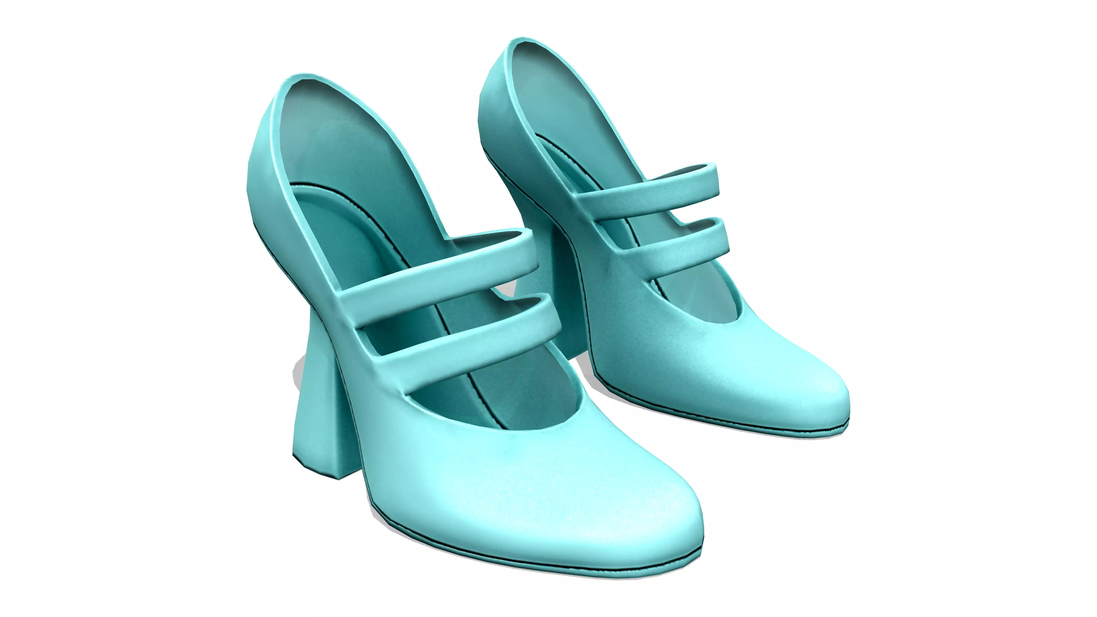 1960s Retro Marry Jane Pumps High Heel Shoes Low-poly 3D model