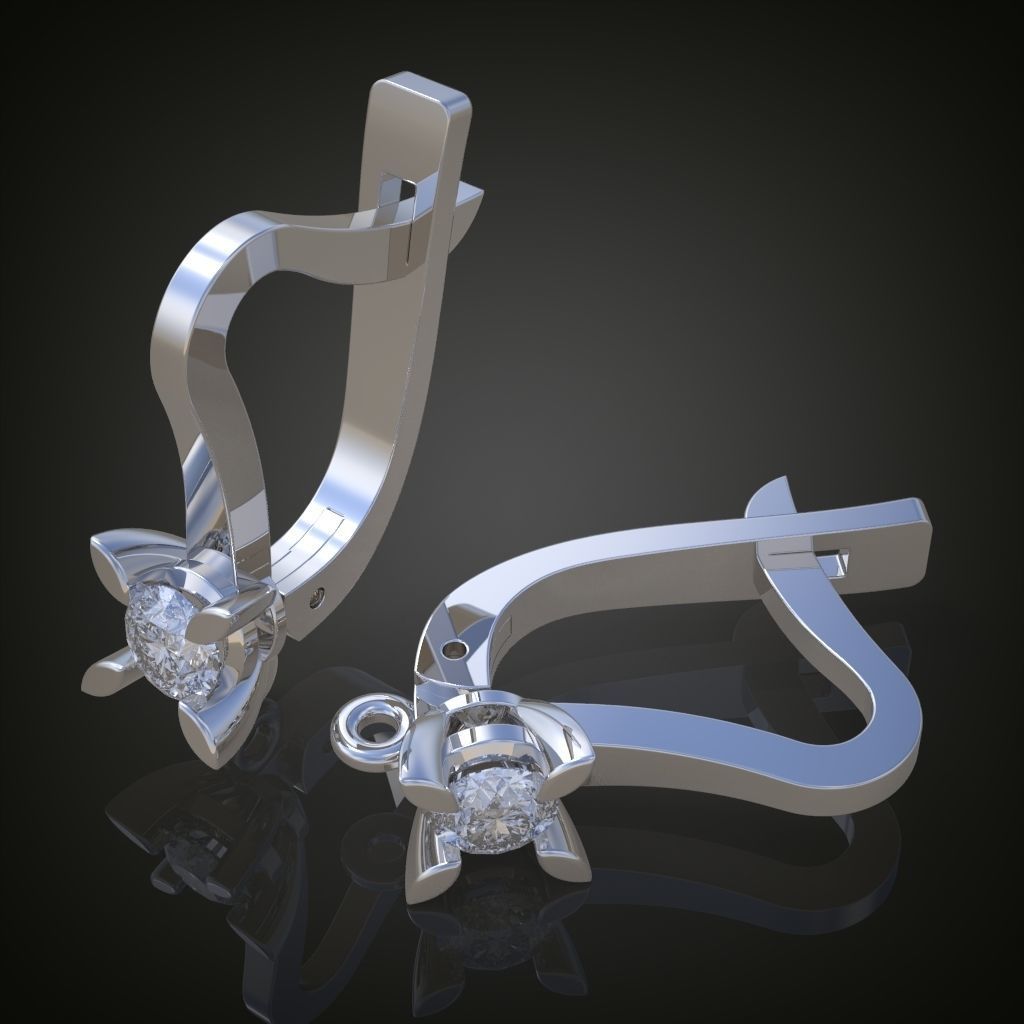 Earring 3D model 3D printable model 0137 3D print model_1