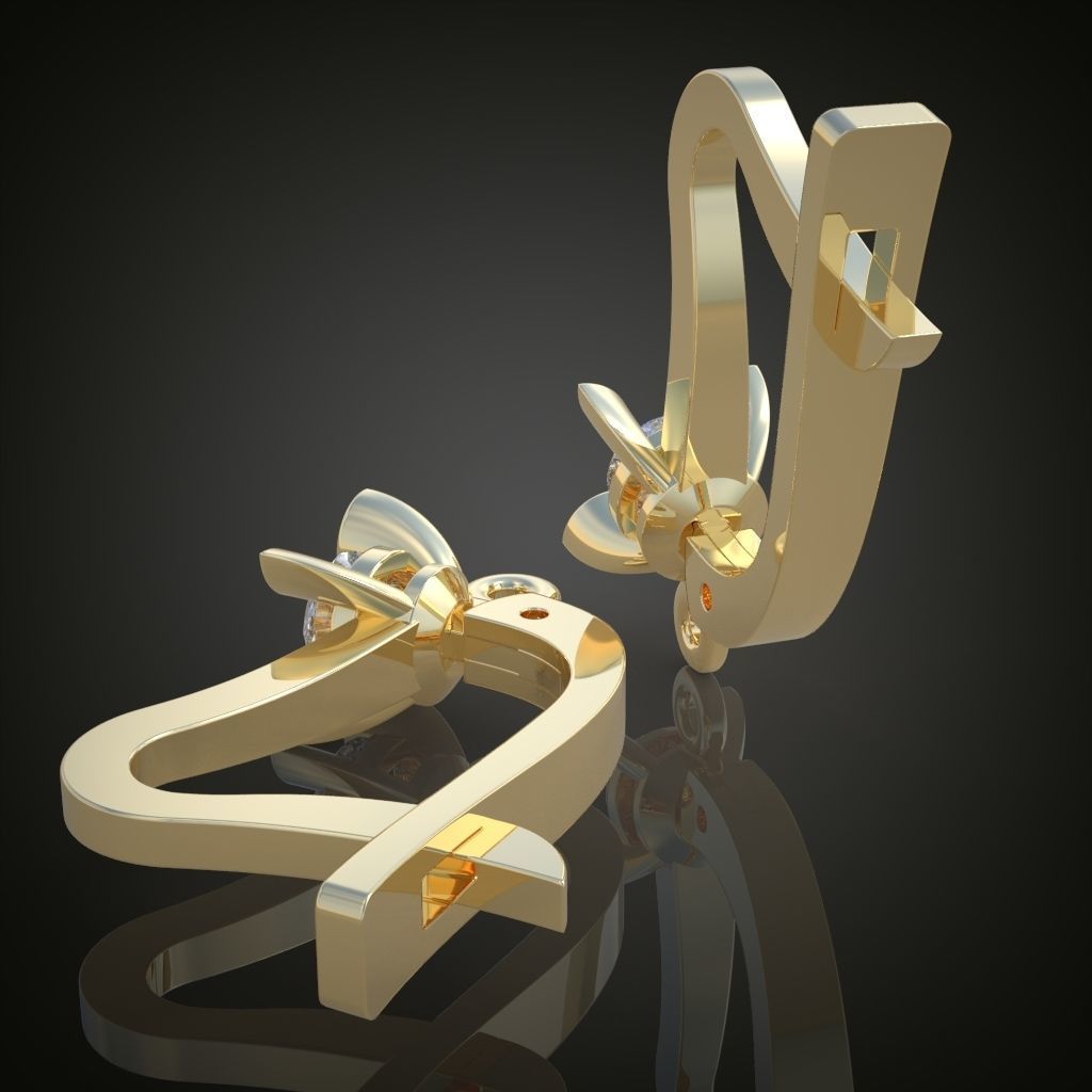 Earring 3D model 3D printable model 0137 3D print model_4