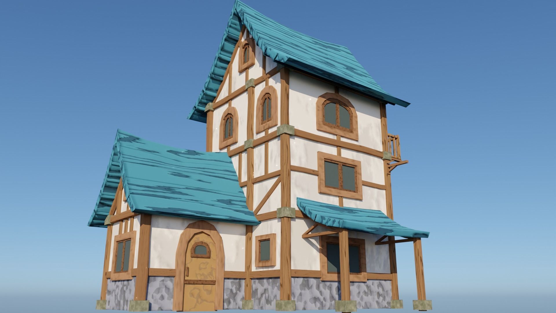 Medieval Low Poly House 2 Low-poly 3D model_5
