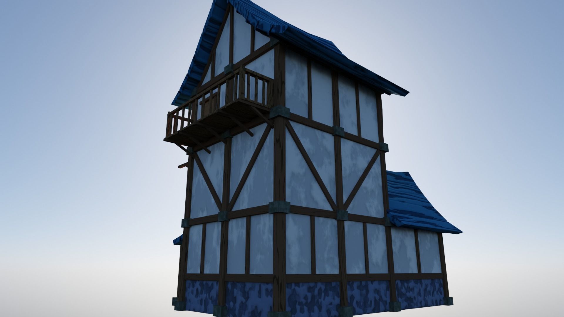 Medieval Low Poly House 2 Low-poly 3D model_22