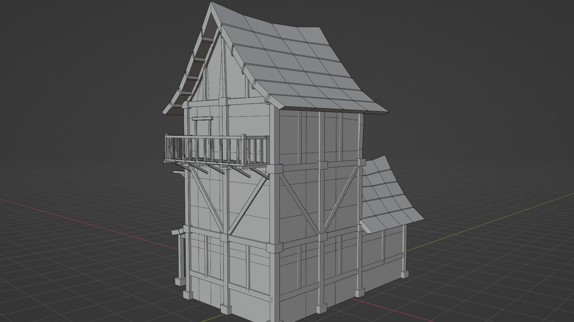 Medieval Low Poly House 2 Low-poly 3D model_29