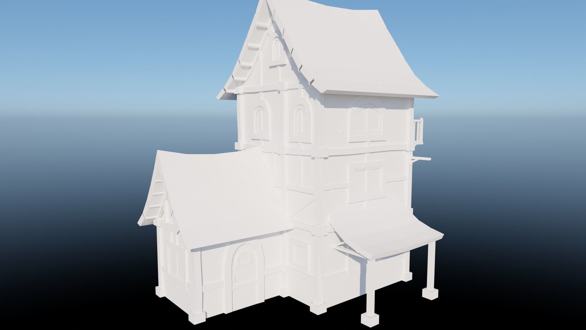 Medieval Low Poly House 2 Low-poly 3D model_26