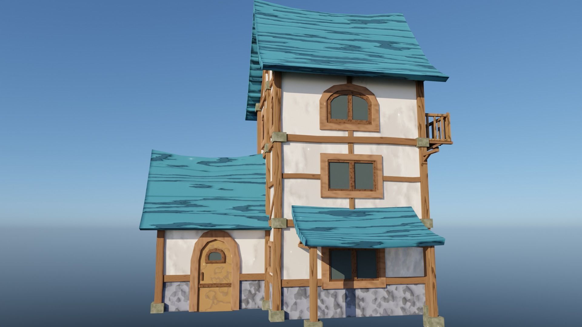 Medieval Low Poly House 2 Low-poly 3D model_3