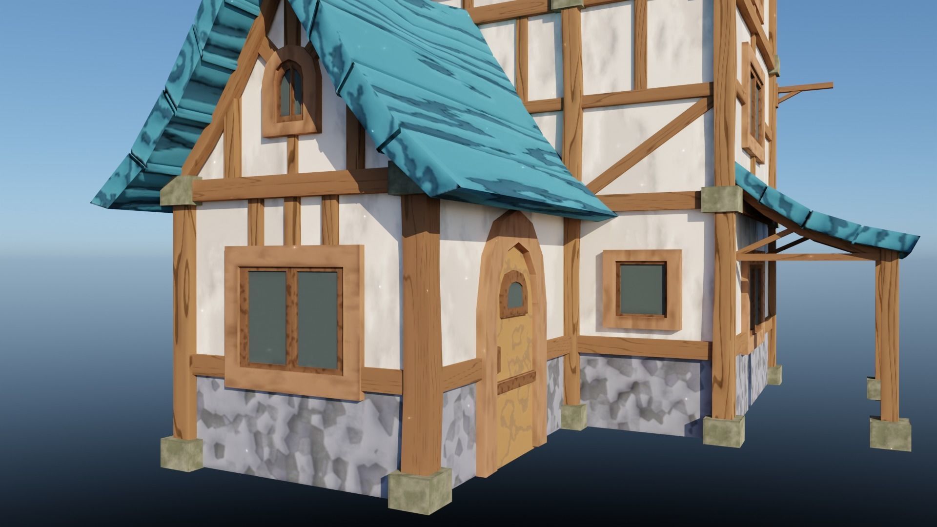 Medieval Low Poly House 2 Low-poly 3D model_7