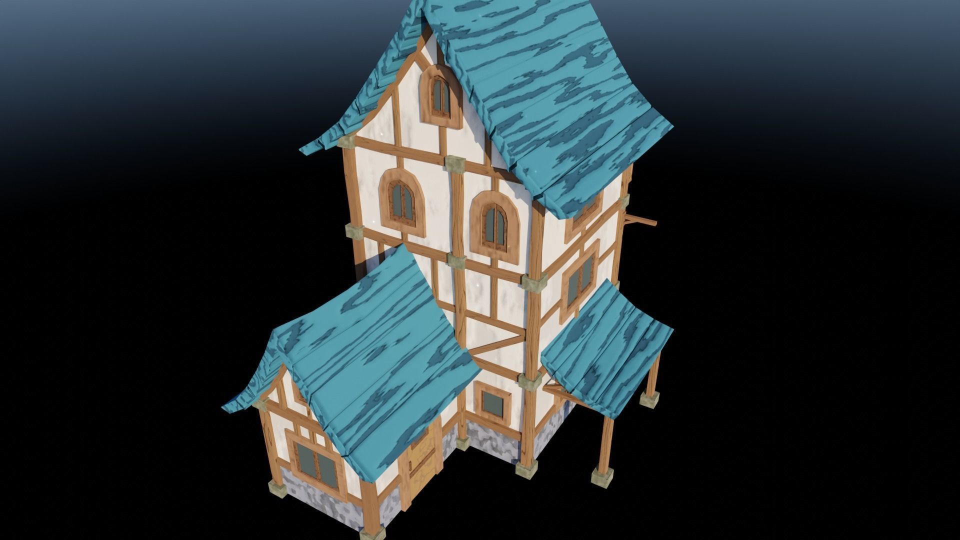 Medieval Low Poly House 2 Low-poly 3D model_4