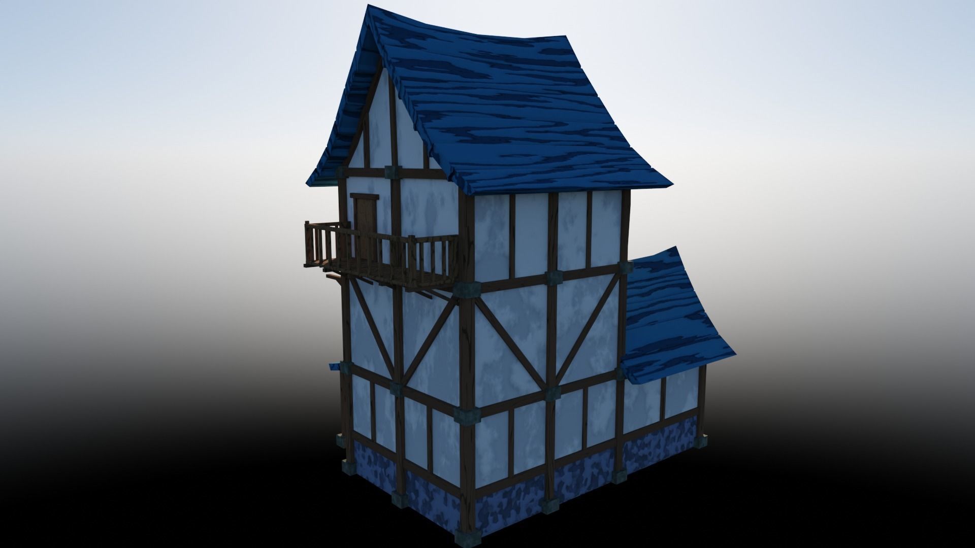 Medieval Low Poly House 2 Low-poly 3D model_19