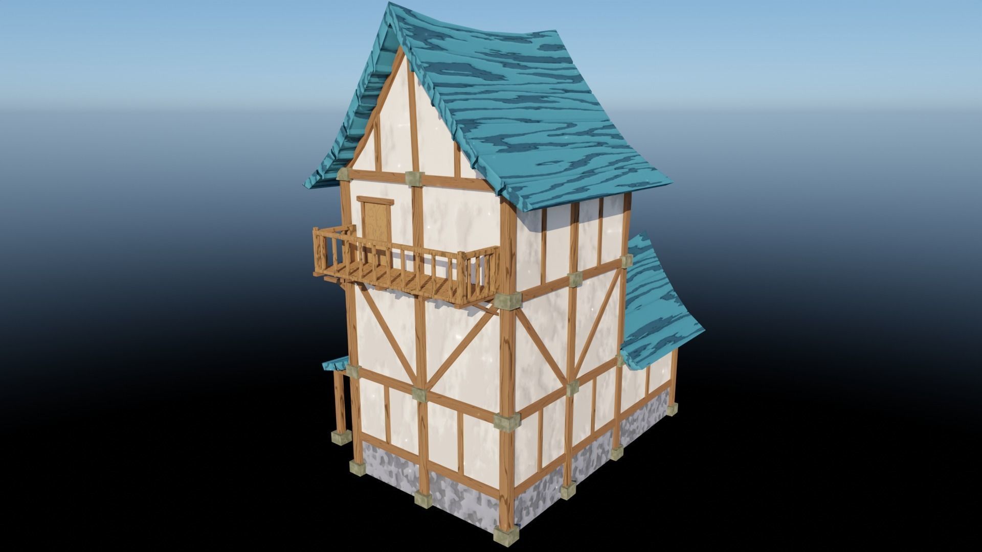 Medieval Low Poly House 2 Low-poly 3D model_25