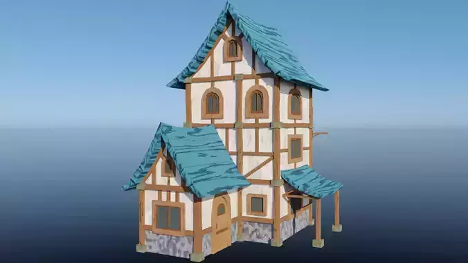 Medieval Low Poly House 2 Low-poly 3D model