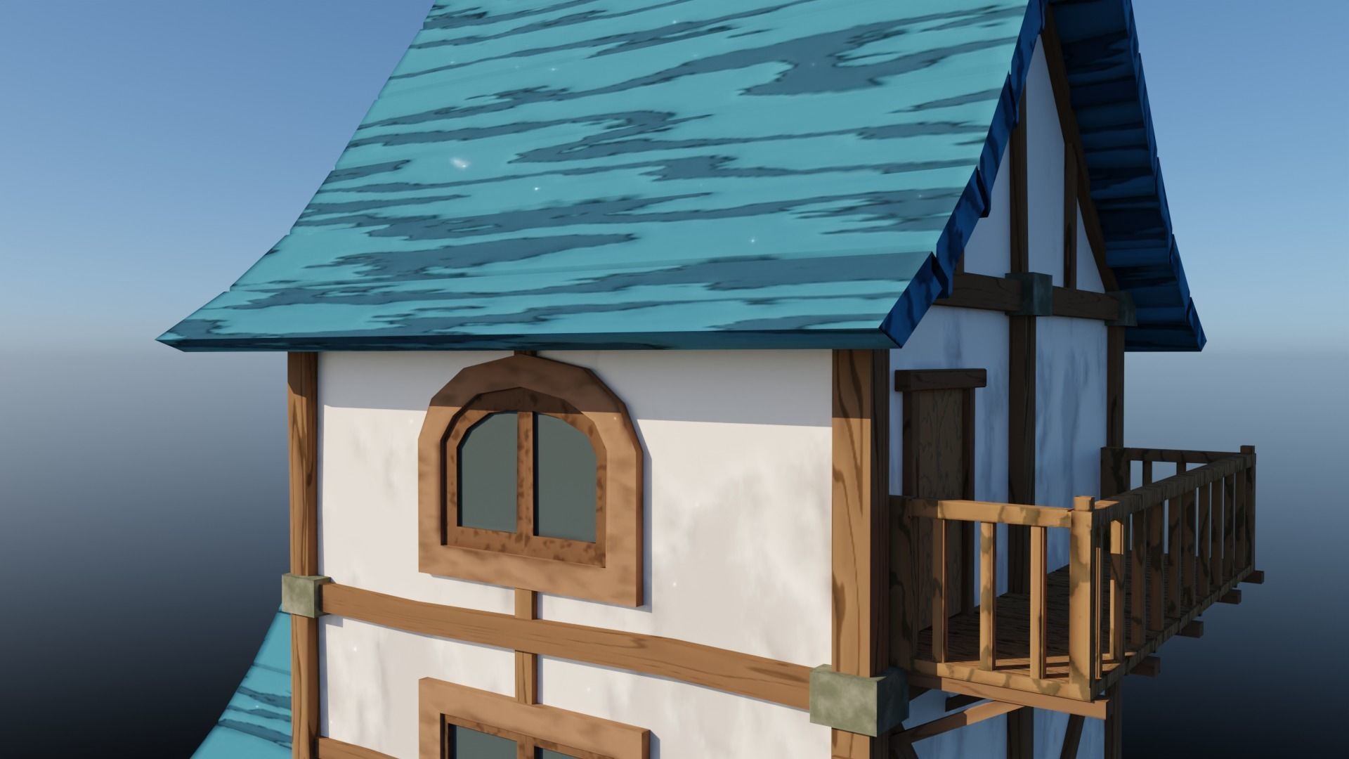 Medieval Low Poly House 2 Low-poly 3D model_12