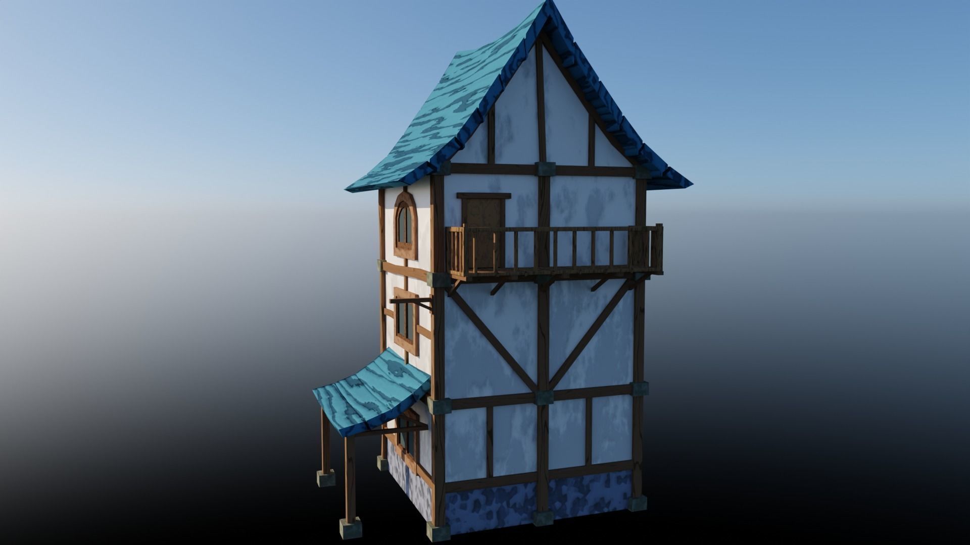 Medieval Low Poly House 2 Low-poly 3D model_21