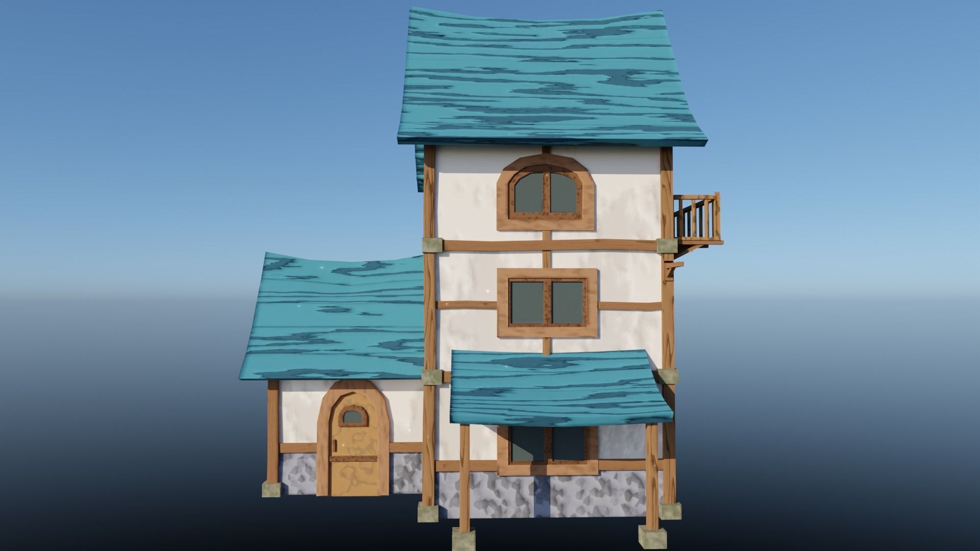Medieval Low Poly House 2 Low-poly 3D model_8