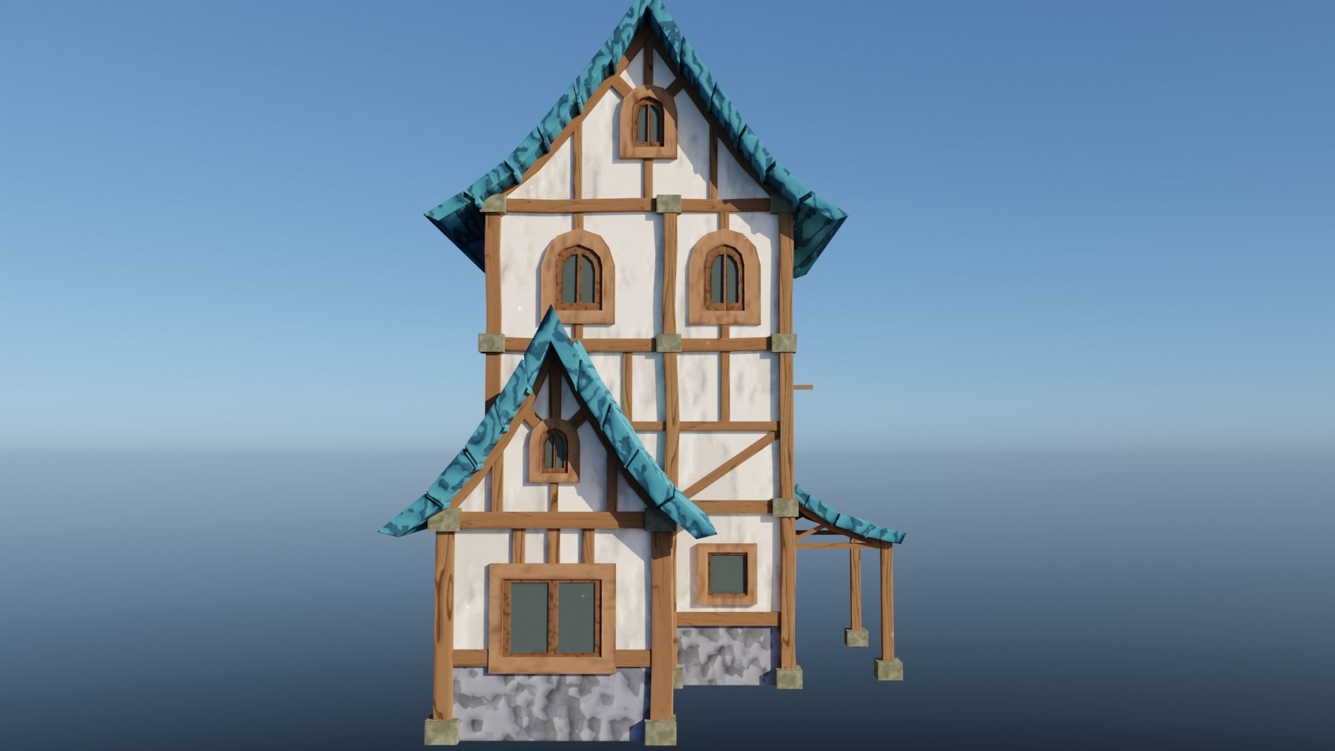 Medieval Low Poly House 2 Low-poly 3D model_6