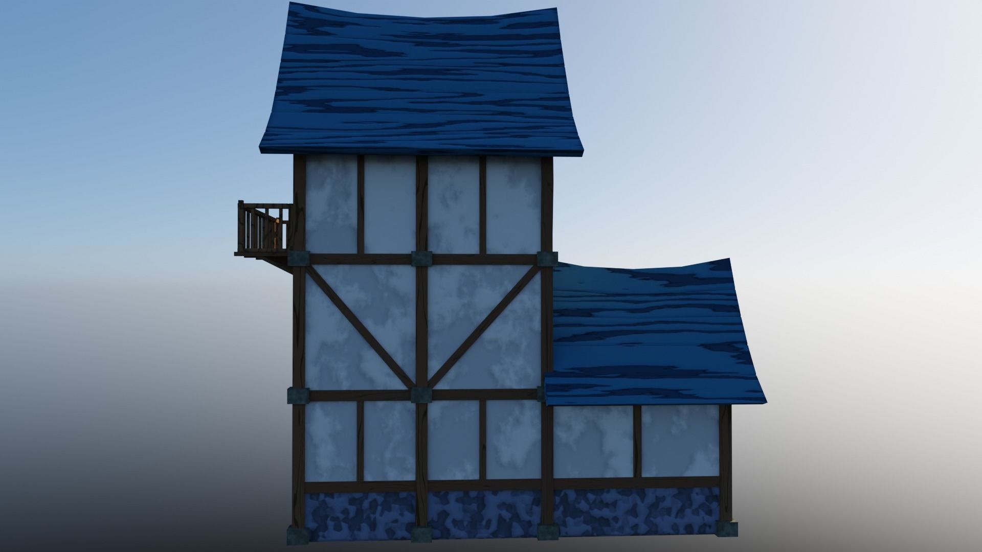 Medieval Low Poly House 2 Low-poly 3D model_23