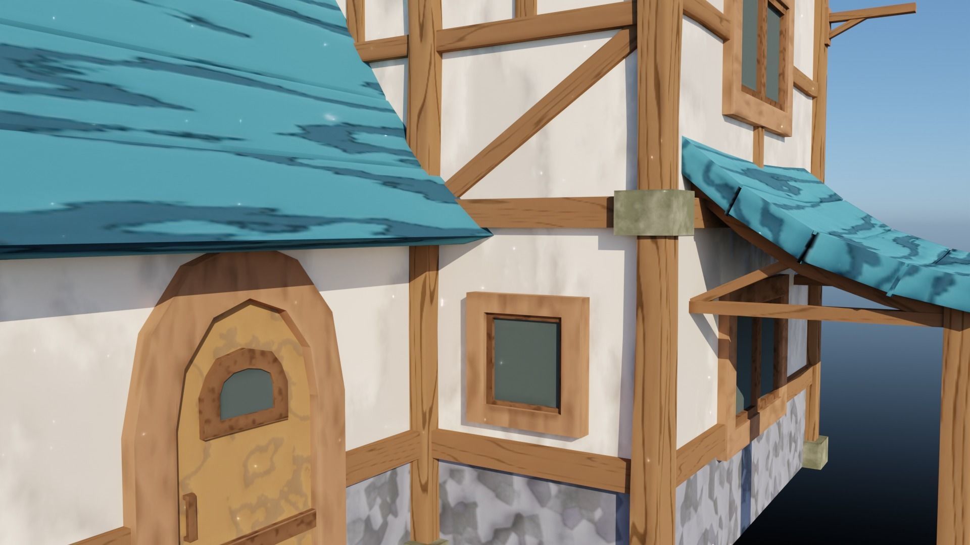 Medieval Low Poly House 2 Low-poly 3D model_13