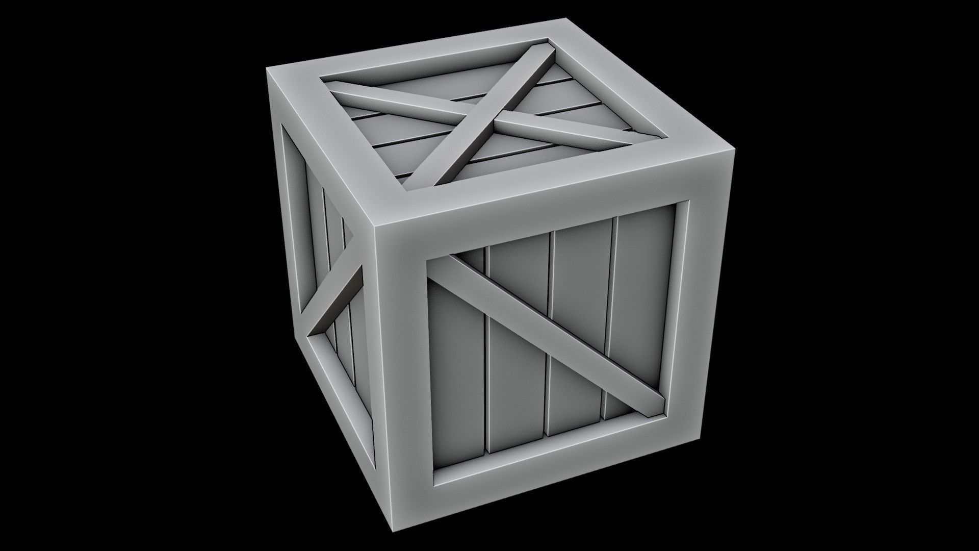 Wooden Game Box Low-poly 3D model_8