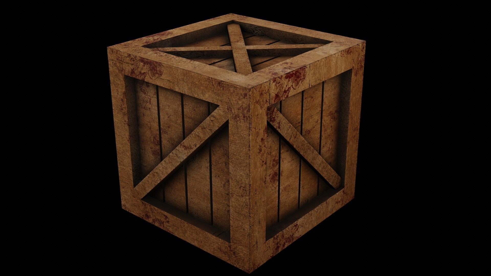 Wooden Game Box Low-poly 3D model_4