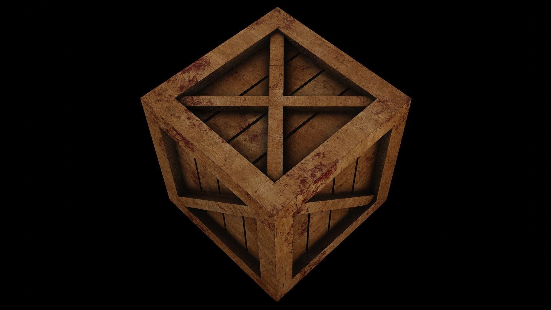 Wooden Game Box Low-poly 3D model_5