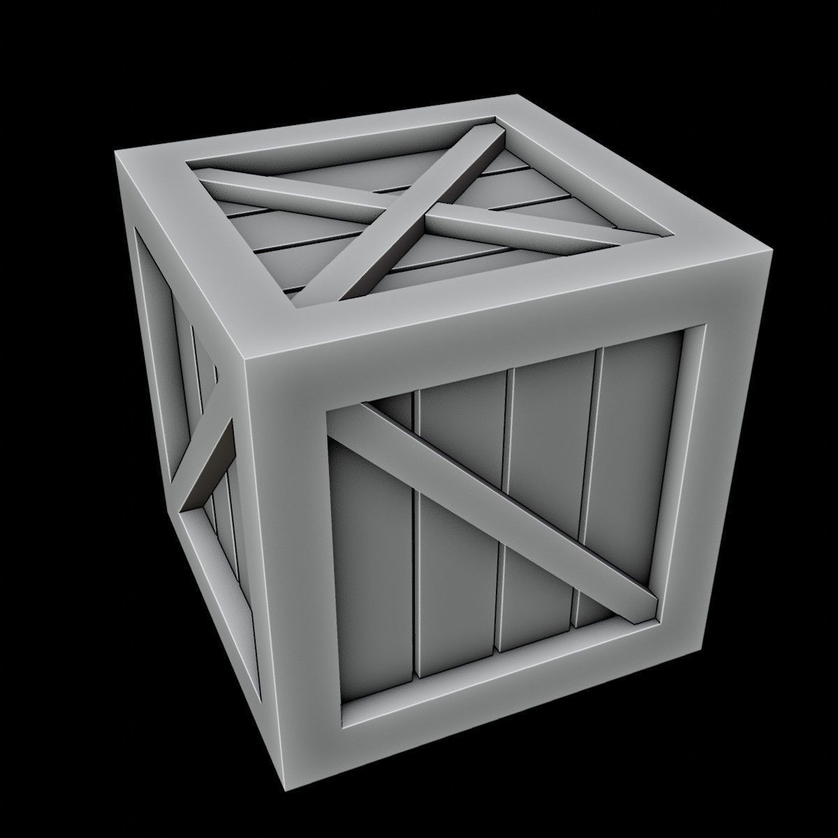 Wooden Game Box Low-poly 3D model_6