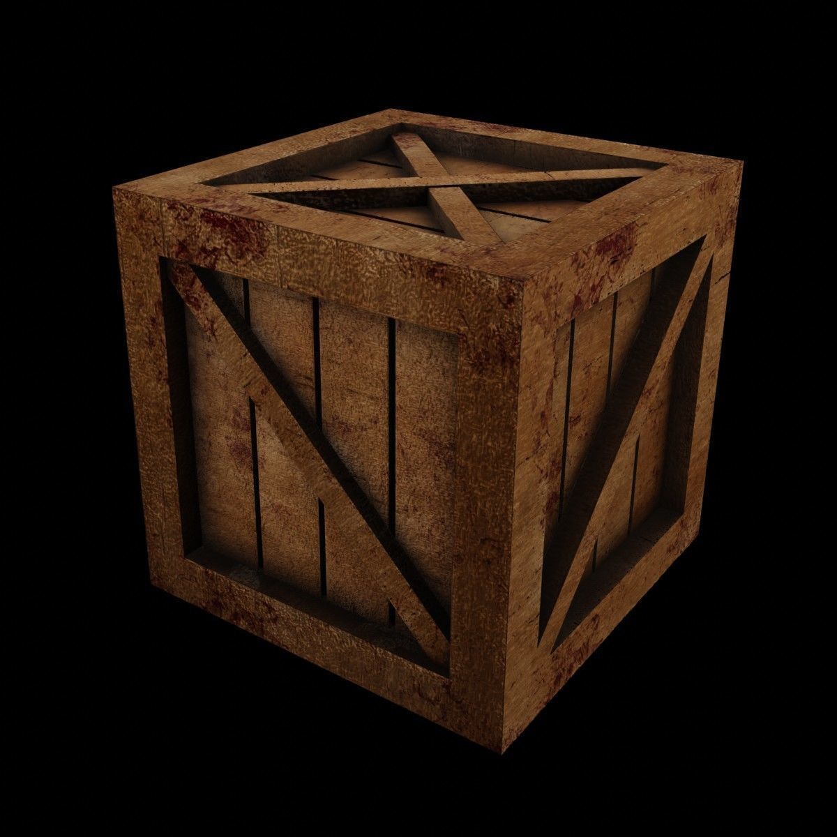 Wooden Game Box Low-poly 3D model_1