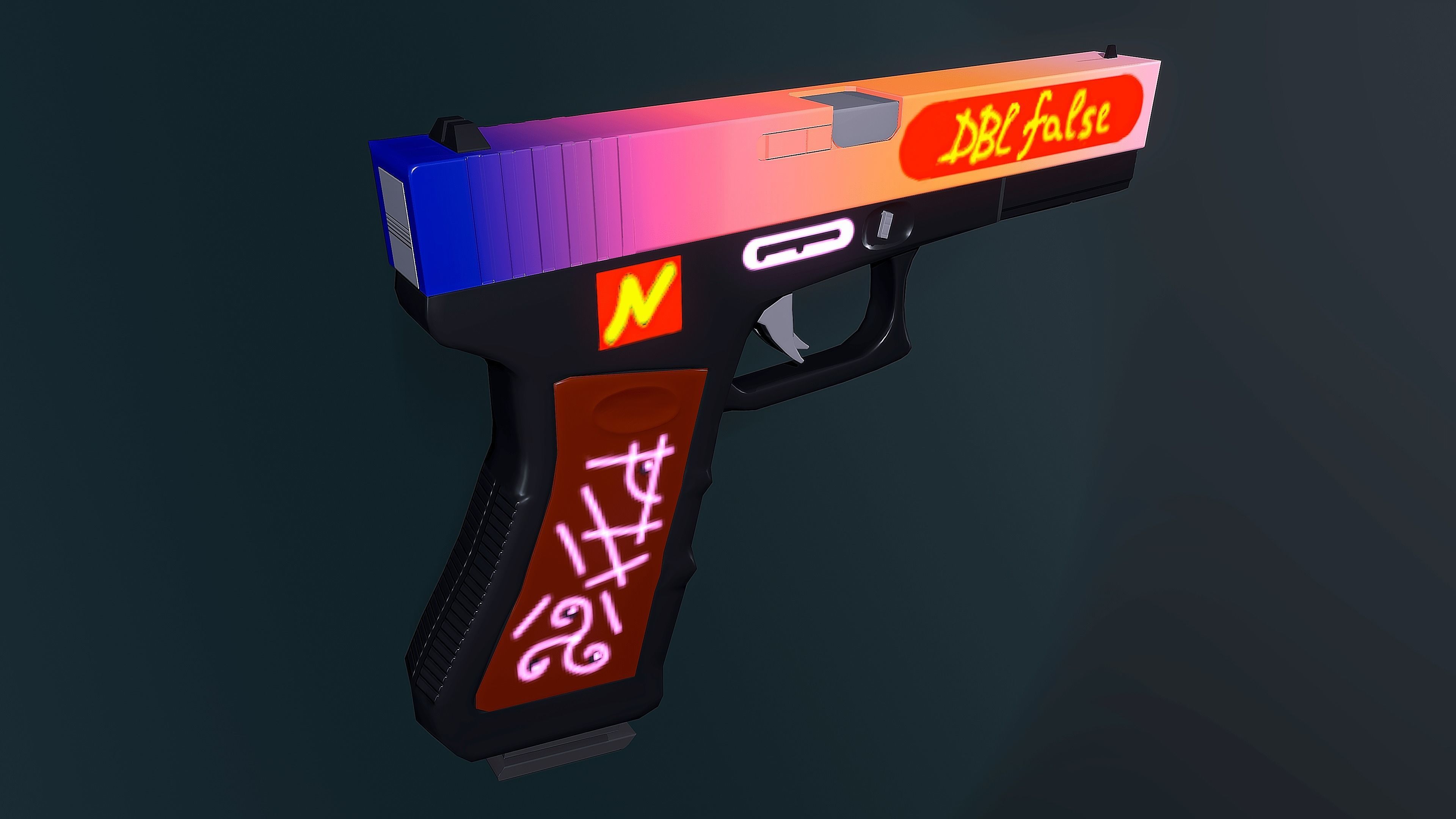 handpainted glock-17 Low-poly 3D model_6