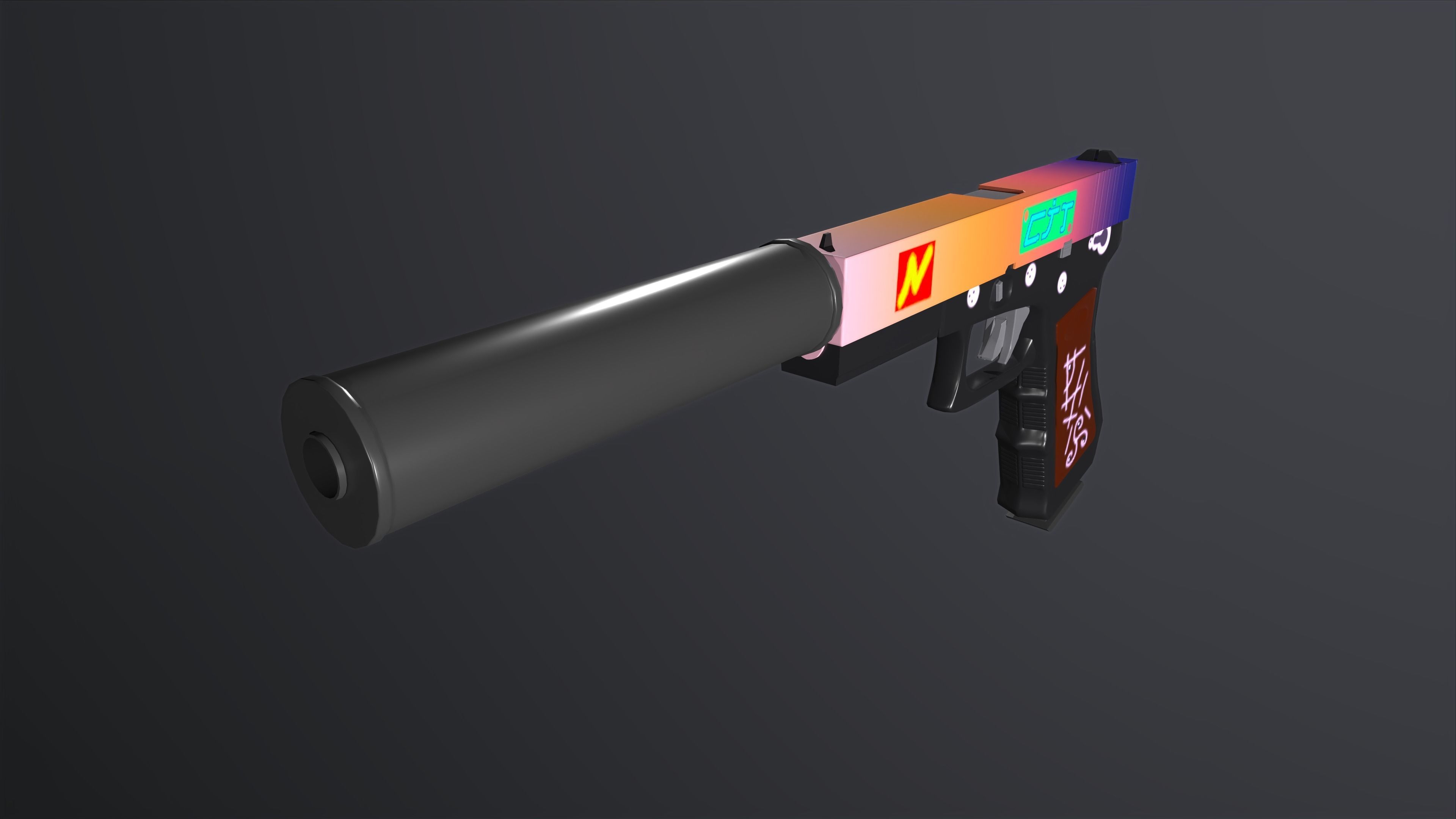 handpainted glock-17 Low-poly 3D model_2