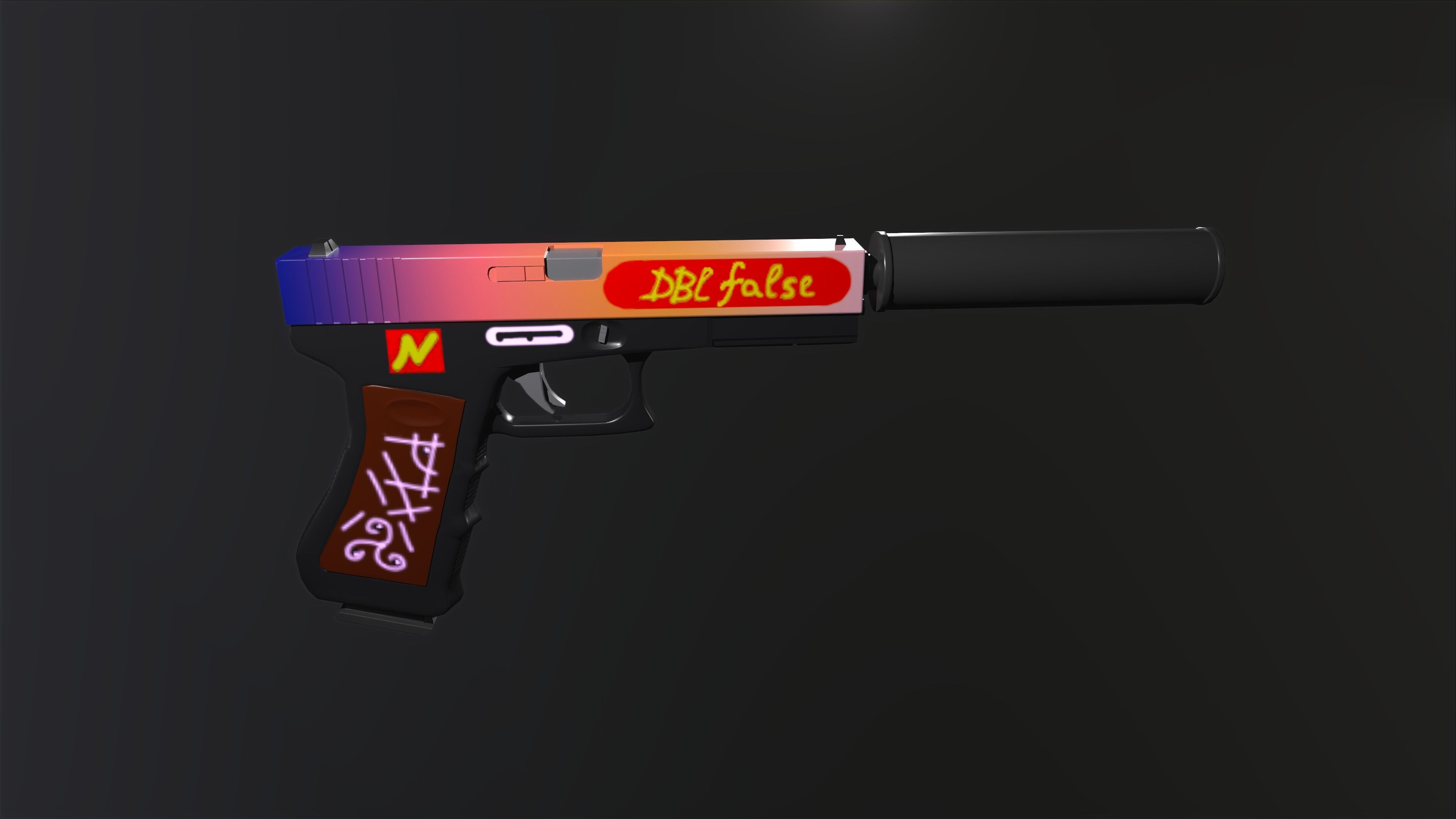 handpainted glock-17 Low-poly 3D model_1