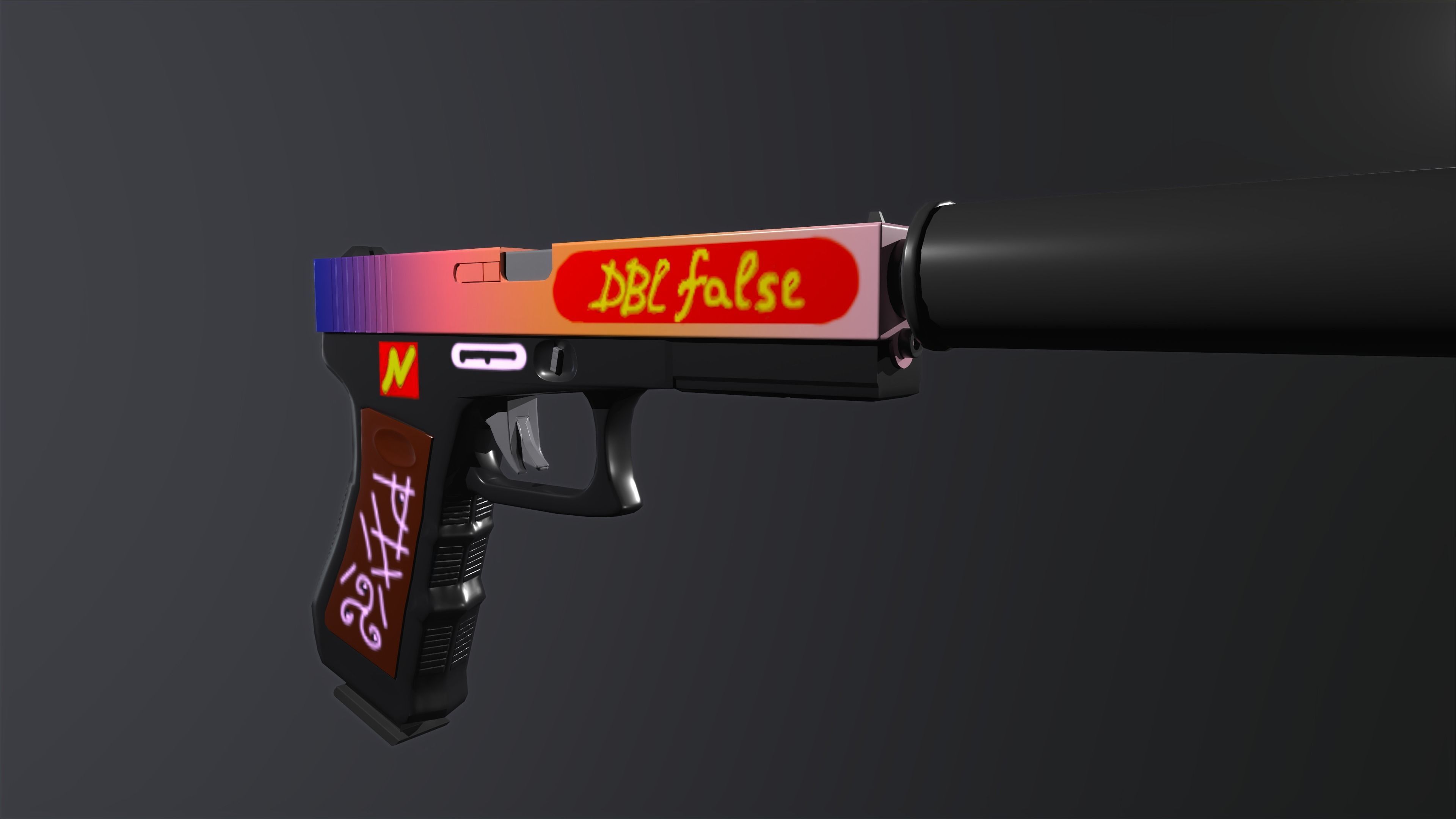 handpainted glock-17 Low-poly 3D model_3