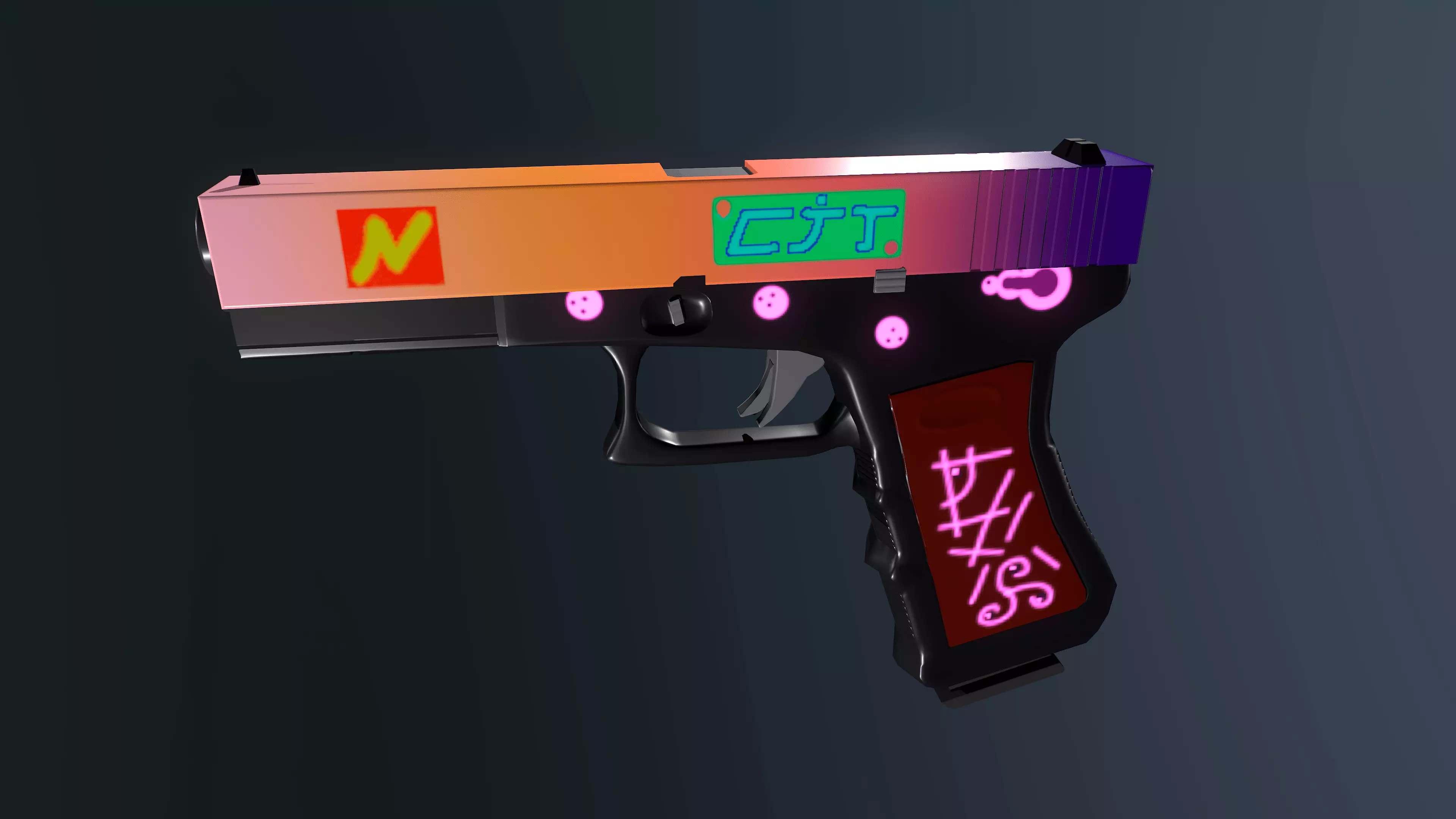 handpainted glock-17 Low-poly 3D model_0