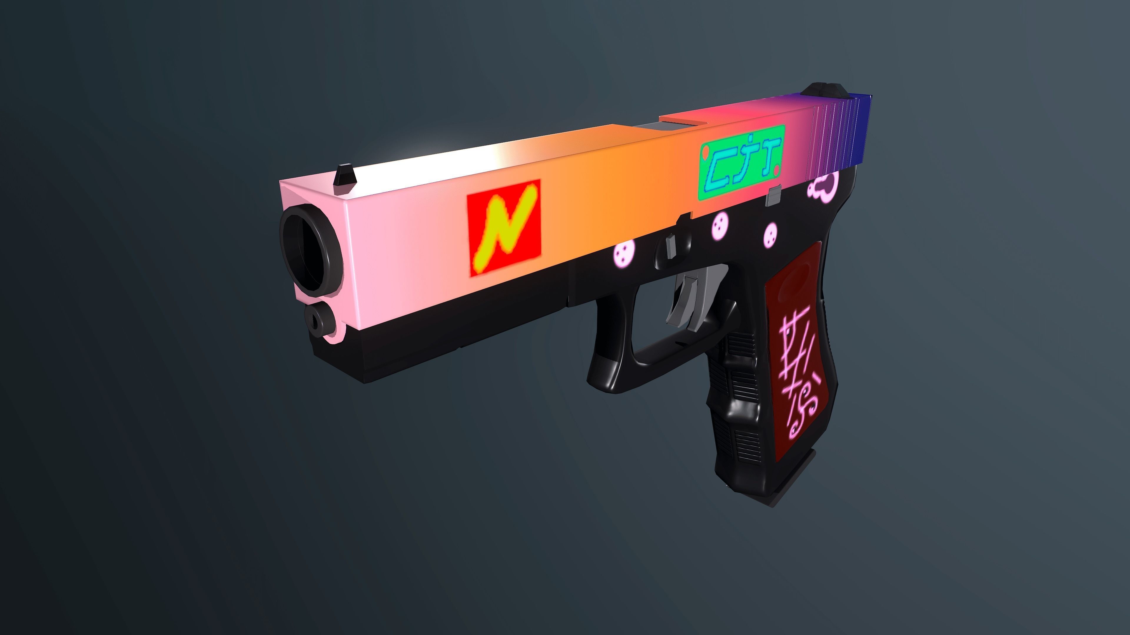 handpainted glock-17 Low-poly 3D model_4