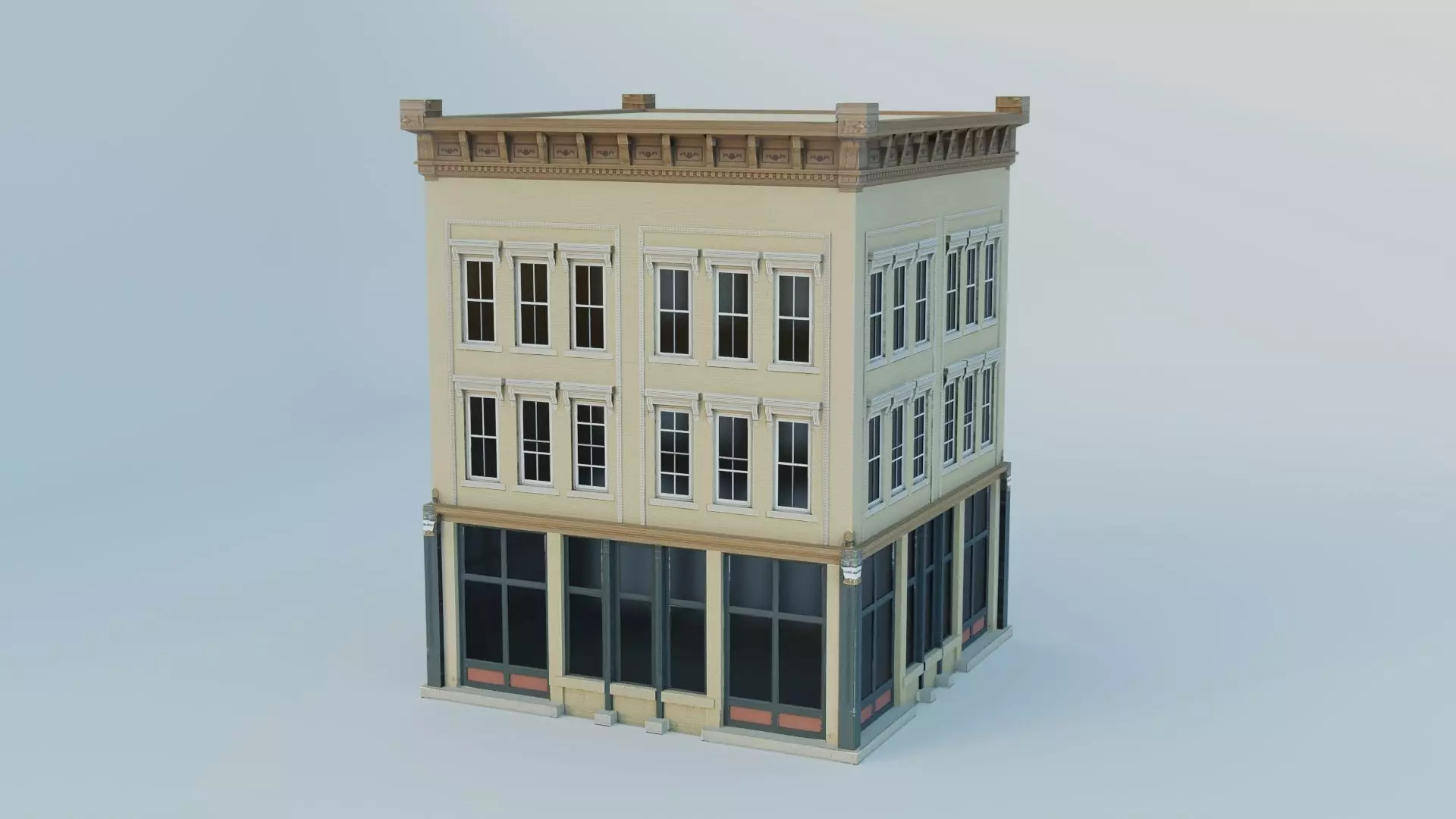 Building two story Free low-poly 3D model_0
