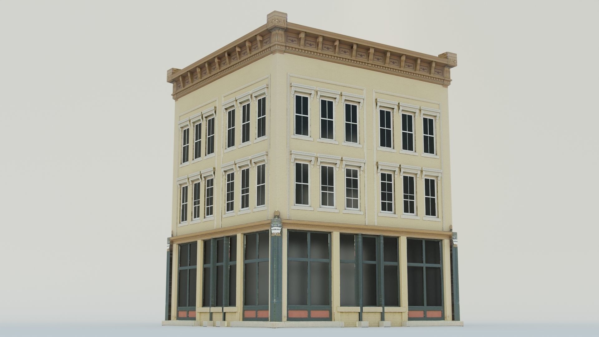 Building two story Free low-poly 3D model_1