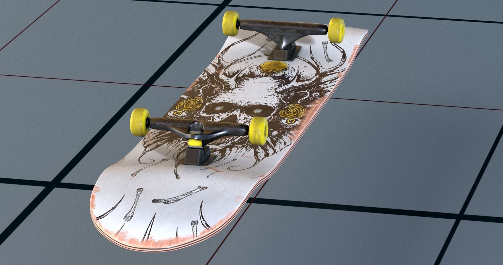 Skateboard PBR 3D model_4