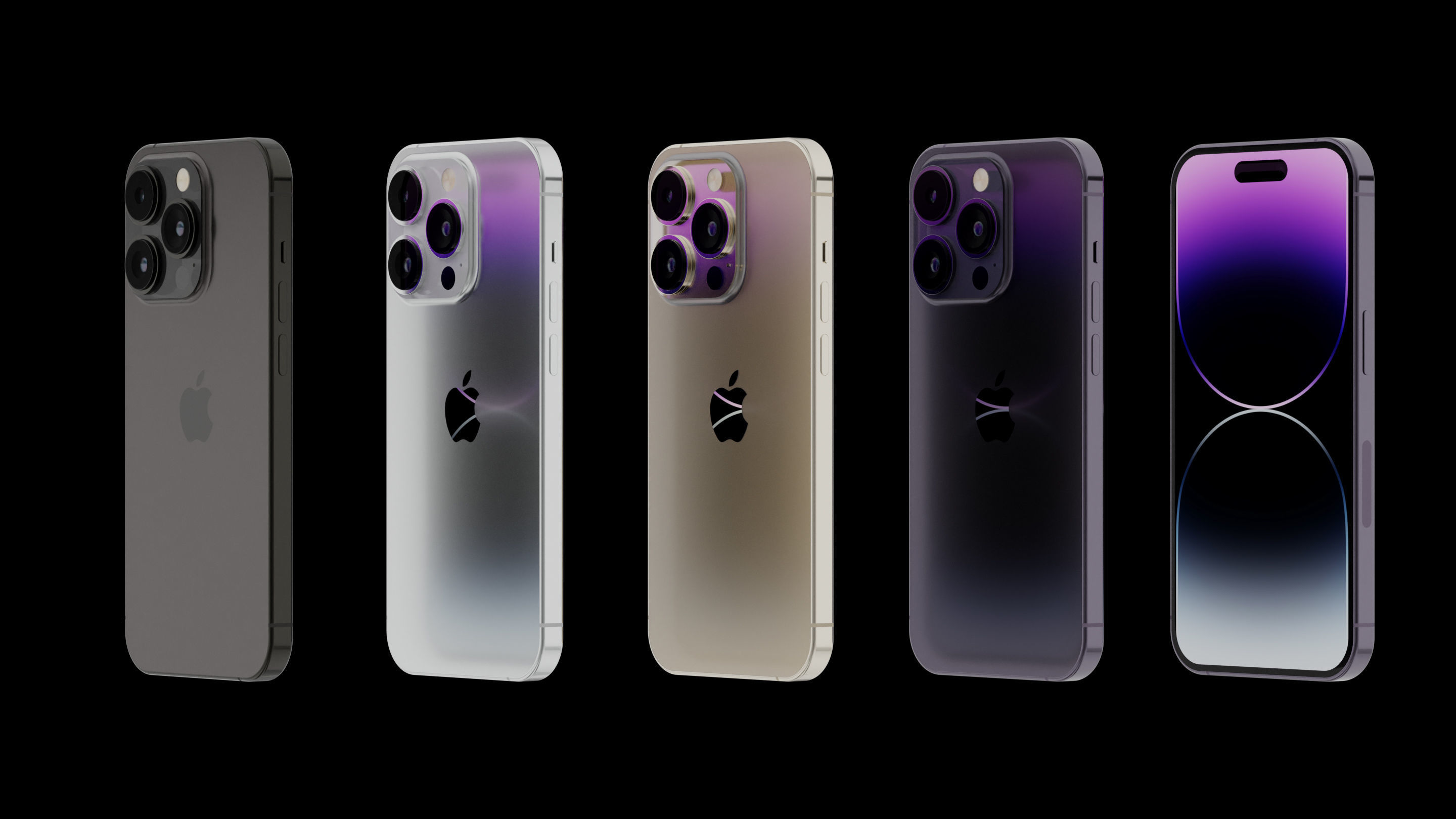 iPhone 14 Pro in all colors Free 3D model_4