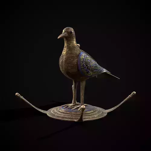 Hand Painted Gold Bird Coffer Low-poly 3D model Hand Painted Gold Bird Coffer Low-poly 3D model