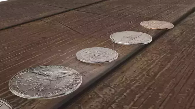 USD American Dollar Coins 3D model