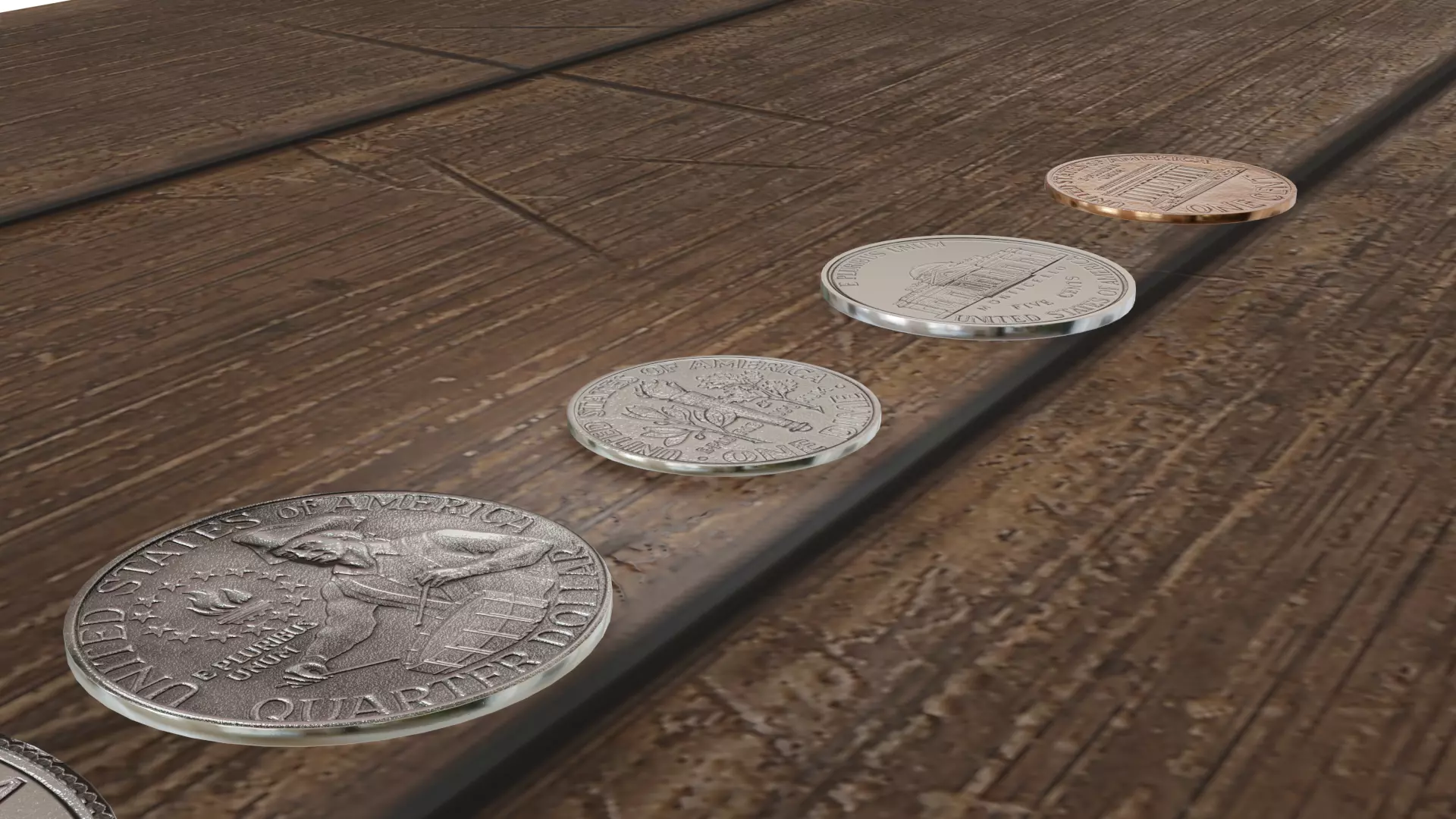 USD American Dollar Coins 3D model